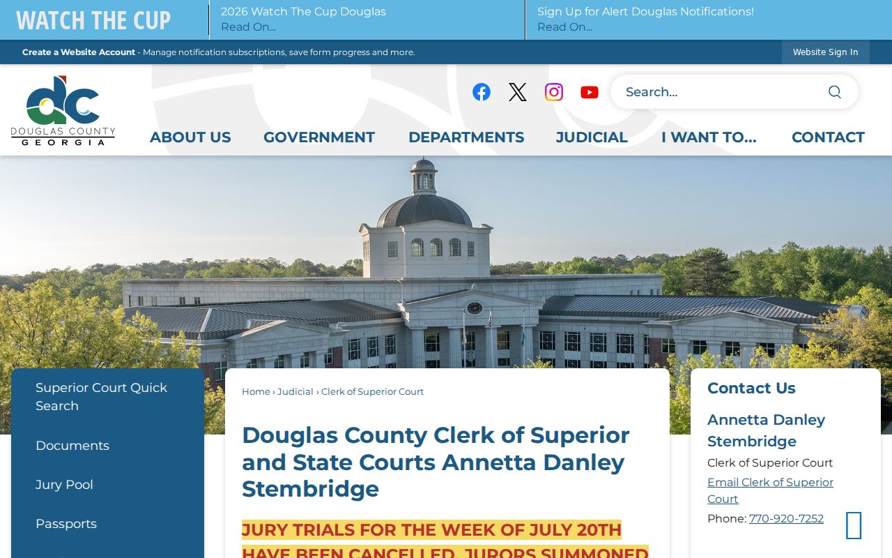 Douglas County criminal history Clerk of Superior and State Courts page
