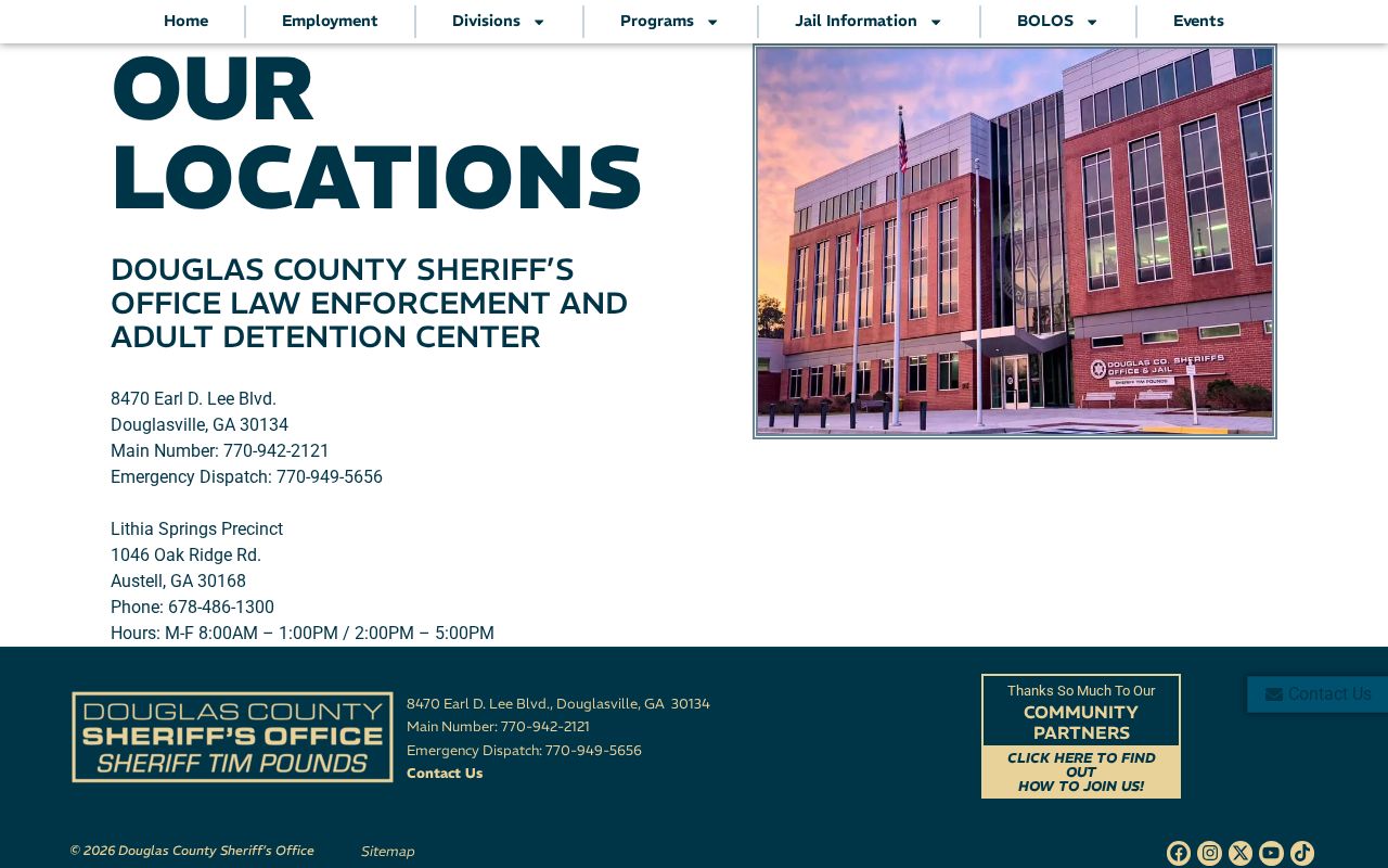 Douglas County criminal history sheriff and detention center contact page